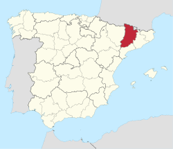 Map of Spain with the Province of Lleida highlighted