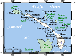 Mapa de la isla de Nueva Irlanda