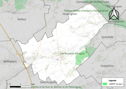 Carte de la ZNIEFF de type 1 sur la commune.