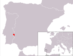 Location of the Olivenza/Olivença territory in the Portuguese-Spanish border