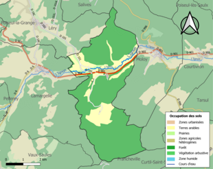 Carte en couleurs présentant l'occupation des sols.