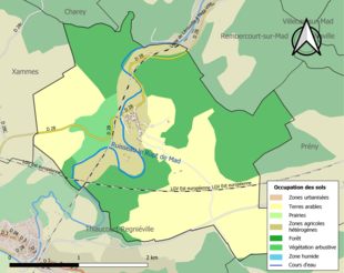 Carte en couleurs présentant l'occupation des sols.