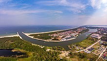 Mündung der Wasserstraße Dziwna (Dievenow) in die Ostsee bei Dziwnów (Berg Dievenow)