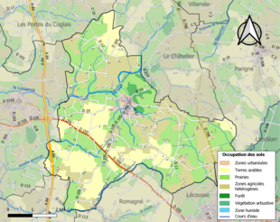 Carte en couleurs présentant l'occupation des sols.