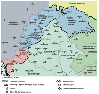 Map depicting the medieval kingdom after the occupation of its central territories by the Ottomans