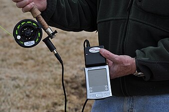 Fly Casting Analyzer attached to Fly Rod