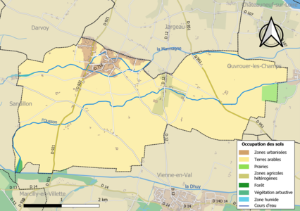 Carte des infrastructures et de l'occupation des sols de la commune en 2018 (CLC).