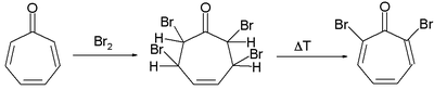 Tropone bromination