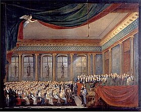 Remise des prix au premier Salon de 1811, gouache de Marie de Latour.