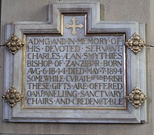 Charles Alan Smythies, Bishop of Zanzibar, memorial in All Saints Church, Great Marlow, UK