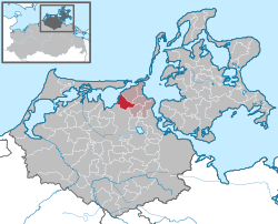 Elhelyezkedése Mecklenburg-Elő-Pomeránia térképén