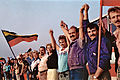 Part of the human chain forming the Baltic Way