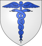 Argent a caduceus azure