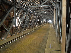 Old bridge over the Rhine in Vaduz, inside.