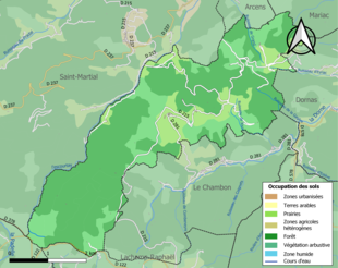 Carte en couleurs présentant l'occupation des sols.