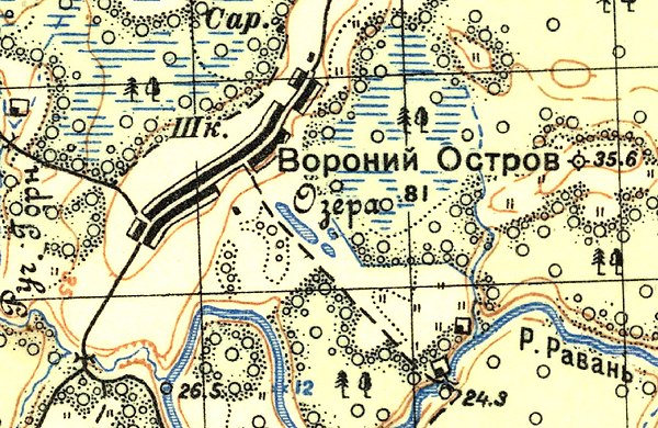 План деревни Вороний Остров. 1937 год