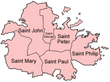 map of parishes of Antigua