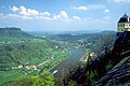 Blick von der Festung Königstein in der Sächsischen Schweiz auf die Elbe