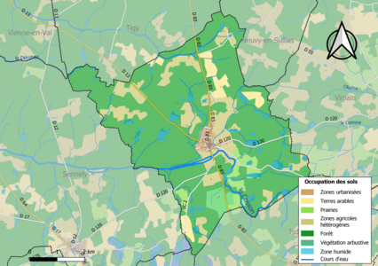 Carte des infrastructures et de l'occupation des sols de la commune en 2018 (CLC).