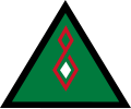 Iraq 1931–2004 2019 to present Stylized Arabic letter ج (for جيش "army") in triangle in Pan-Arab colors.