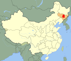 Jilin City (red) in Jilin province (orange)