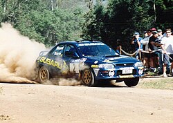 Possum Bourne (Subaru Impreza WRX) Rally Queenslandissa vuonna 1998.