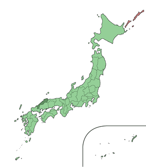 Prefektura Šimane na mapě Japonska