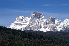 Le Monte Pelmo vu depuis Vodo di Cadore.