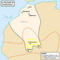 Image 9Map of the Pashalik of Timbuktu (yellow-striped) as part of the Saadi dynasty of Morocco (outlined black) within the Songhai Empire (outlined red), c. 1591 (from Mali)