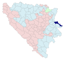 Location of Bratunac within Bosnia and Herzegovina