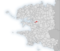 Carte de localisation de la commune du Faou au sein du département du Finistère