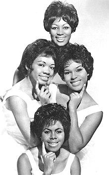 The Shirelles in 1962. Clockwise from top: Micki Harris, Shirley Owens, Beverly Lee, and Doris Coley.