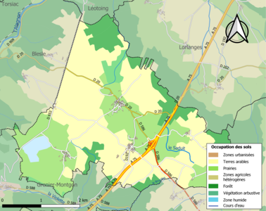 Carte en couleurs des infrastructures et de l'occupation des sols de la commune.