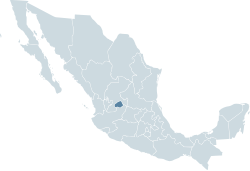 Location of the state of Aguascalientes