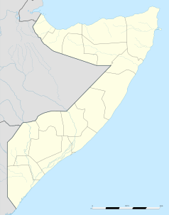 Mapa konturowa Somalii, na dole znajduje się punkt z opisem „Mogadiszu”