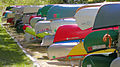 Canoes stored at Lake Harriet Minneapolis, Minnesota.