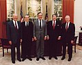 Ford, Nixon, Bush, Reagan and Carter dedicating the Ronald Reagan Presidential Library, 4 November 1991