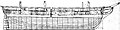 Drawing of hull plan of USS Cumberland as a frigate