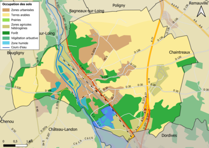 Carte des infrastructures et de l'occupation des sols en 2018 (CLC) de la commune.