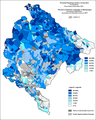 Проценат говорника српског језика у Црној Гори према попису из 2011. године по насељима