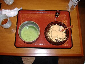 With matcha and kuromitsu