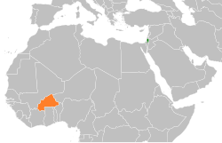 Map indicating locations of Palestine and Burkina Faso