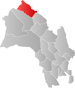 Mapa do condado de Buskerud com Hemsedal em destaque.