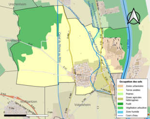 Carte en couleurs présentant l'occupation des sols.