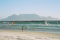 Table Mountain and Cape Town seen from Bloubergstrand.