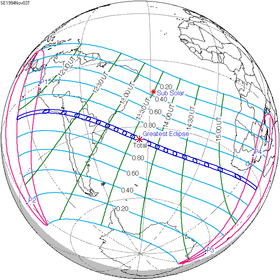 Carte de l'éclipse générale.