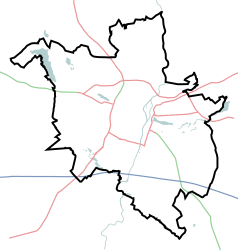 Mapa konturowa Poznania, w centrum znajduje się punkt z opisem „Ośrodek Kulturalny Sołek”