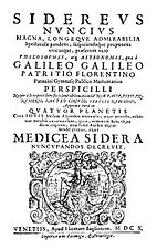 Sidereus Nuncius, Galileo, 1610.