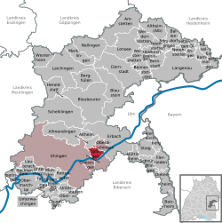 Elhelyezkedése Baden-Württemberg térképén