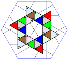 24 orientations of a rolling octahedron on a triangular grid, drawn on a hexagonal torus